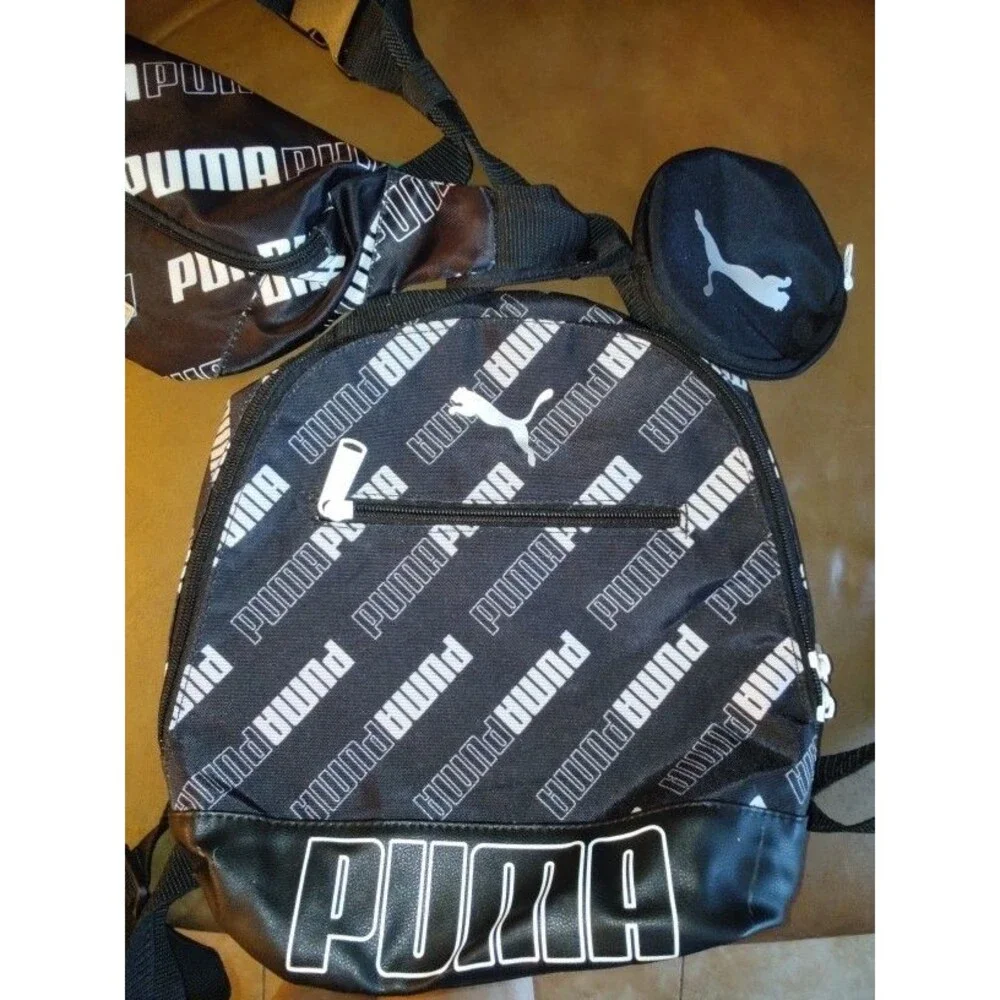New Puma Women's Set of 3 :  Black & White Mini Backpack , Pouch , Coin Pouch